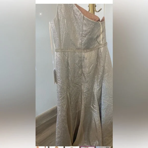 Mac Duggal Asymmetrical Silver Skirt